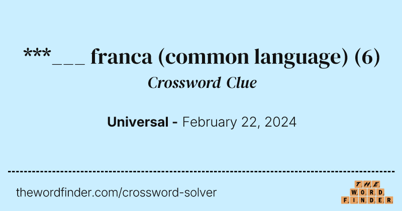 ***___ franca (common language) crossword clue image