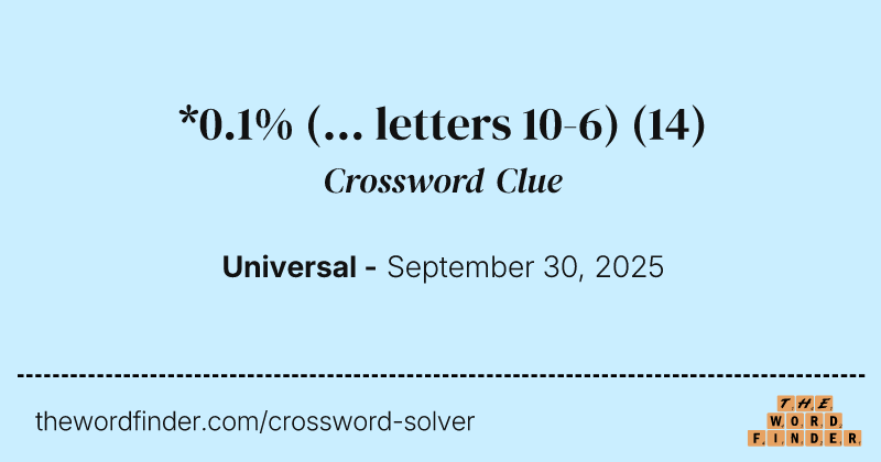 *0.1% (... letters 10-6) crossword clue image