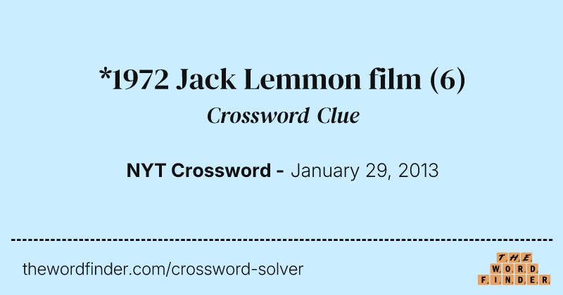 *1972 Jack Lemmon film crossword clue image