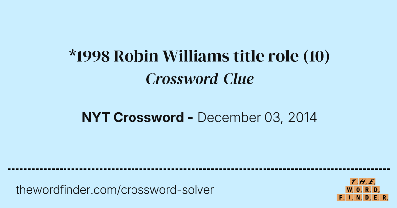 *1998 Robin Williams title role crossword clue image