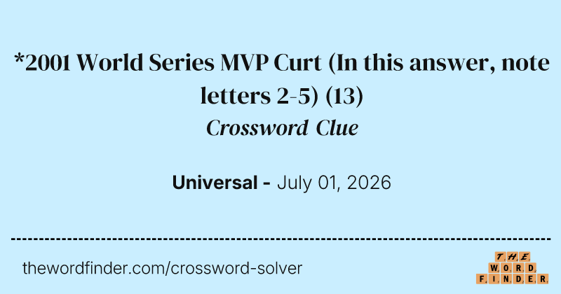 *2001 World Series MVP Curt (In this answer, note letters 2-5) crossword clue image