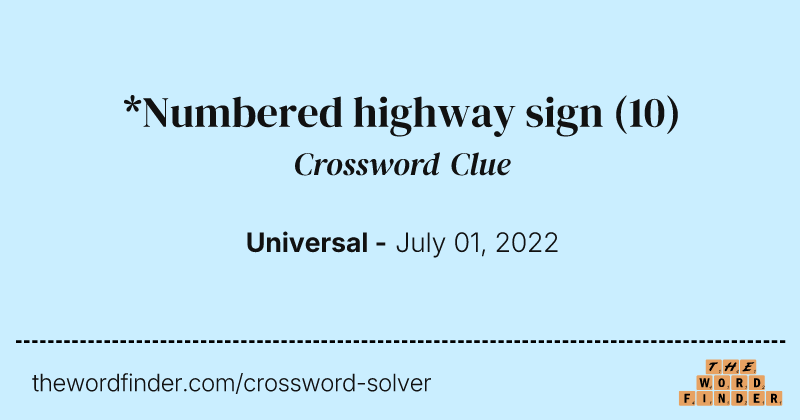 *Numbered highway sign crossword clue image