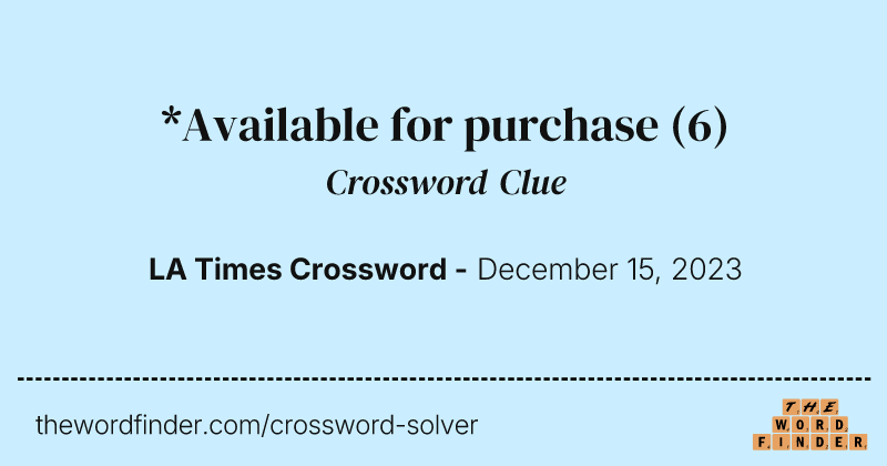 *Available for purchase crossword clue image