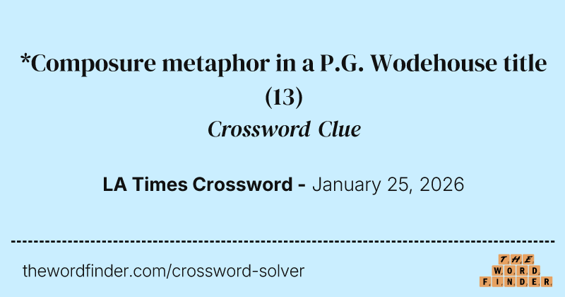*Composure metaphor in a P.G. Wodehouse title crossword clue image