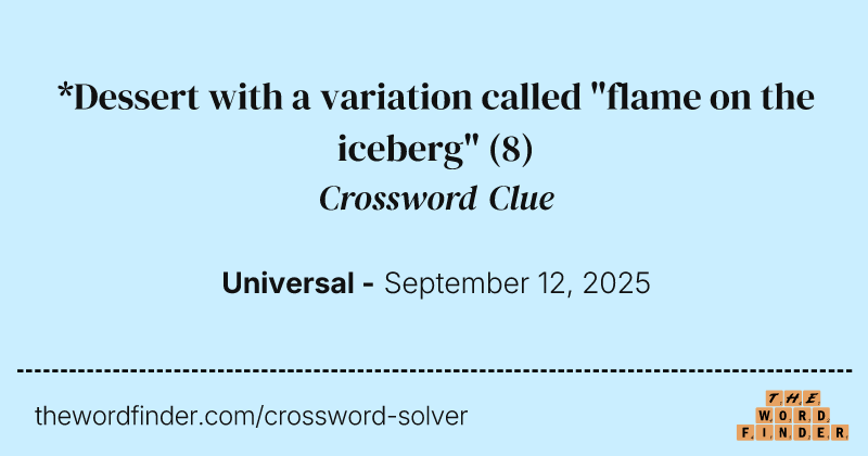 *Dessert with a variation called "flame on the iceberg" crossword clue image