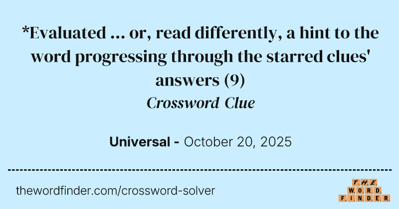 *Evaluated ... or, read differently, a hint to the word progressing through the starred clues' answers crossword clue image