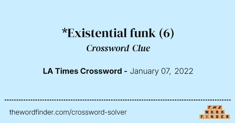 *Existential funk crossword clue image