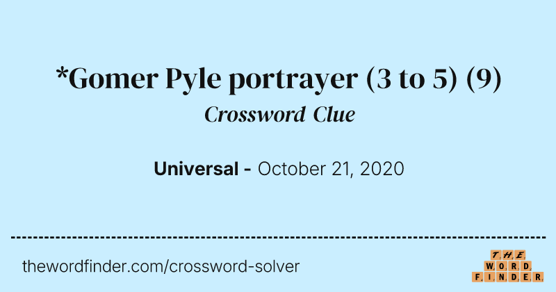 *Gomer Pyle portrayer (3 to 5) crossword clue image
