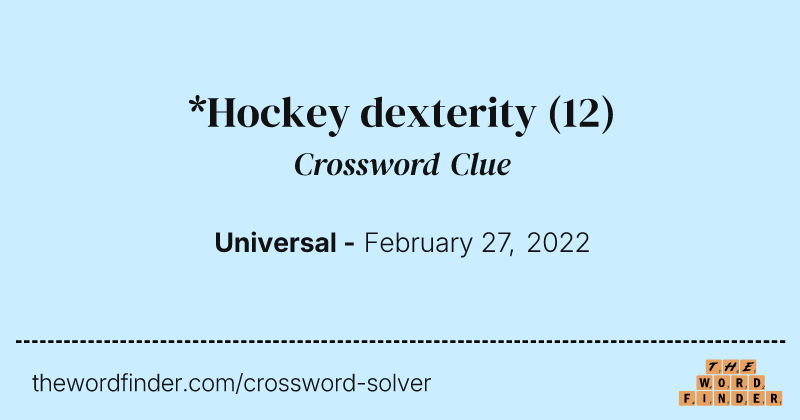 *Hockey dexterity crossword clue image