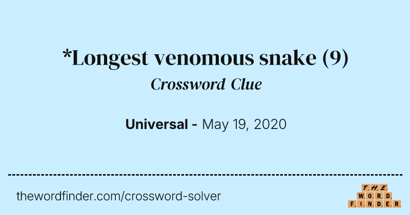 *Longest venomous snake crossword clue image