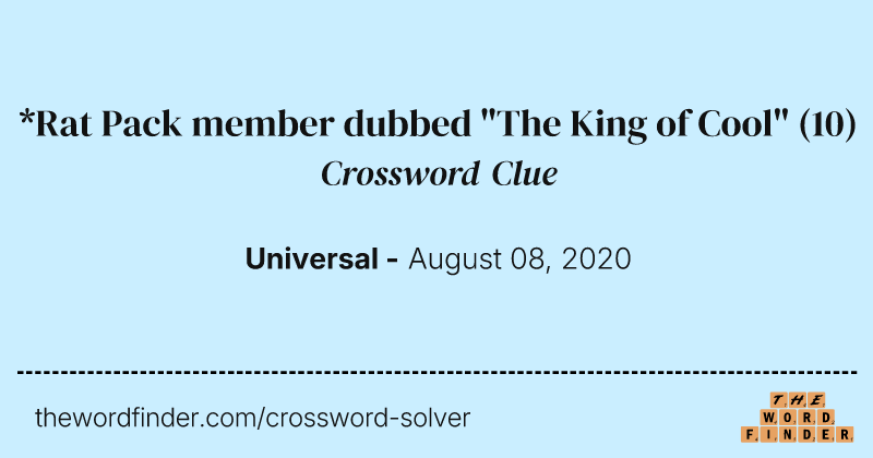 *Rat Pack member dubbed "The King of Cool" crossword clue image