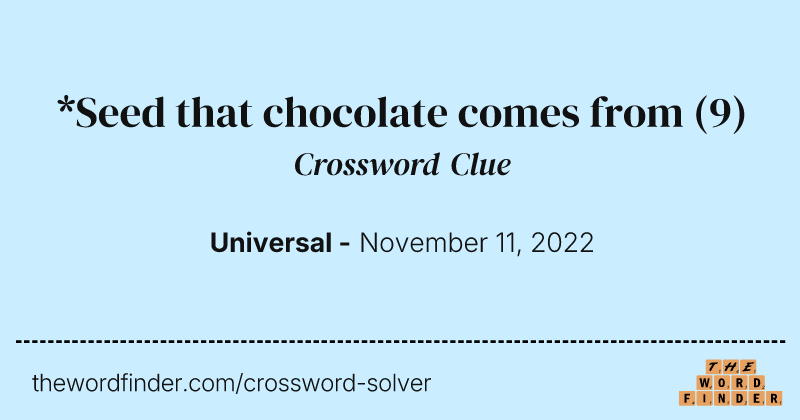 *Seed that chocolate comes from crossword clue image