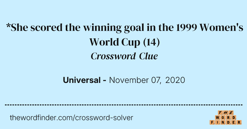 *She scored the winning goal in the 1999 Women's World Cup crossword clue image