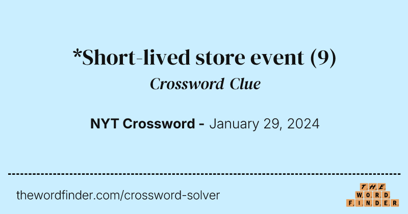 *Short-lived store event crossword clue image
