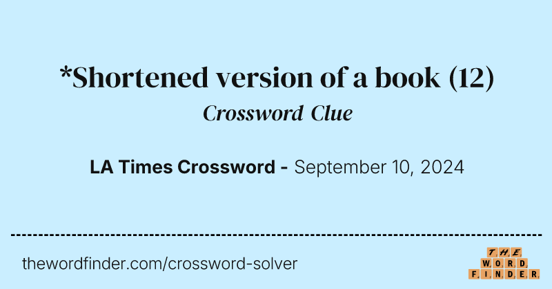 *Shortened version of a book crossword clue image
