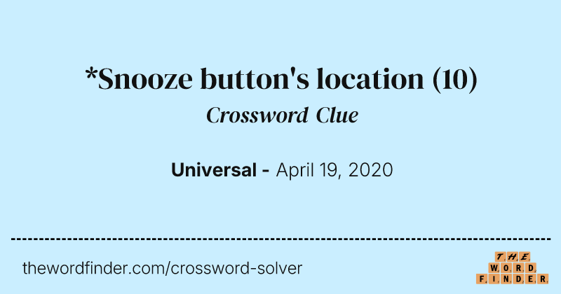 *Snooze button's location crossword clue image