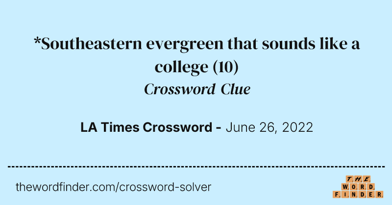 *Southeastern evergreen that sounds like a college crossword clue image