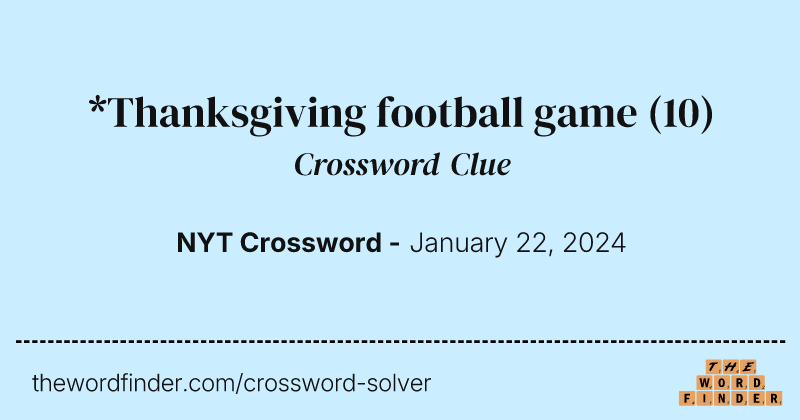 *Thanksgiving football game crossword clue image