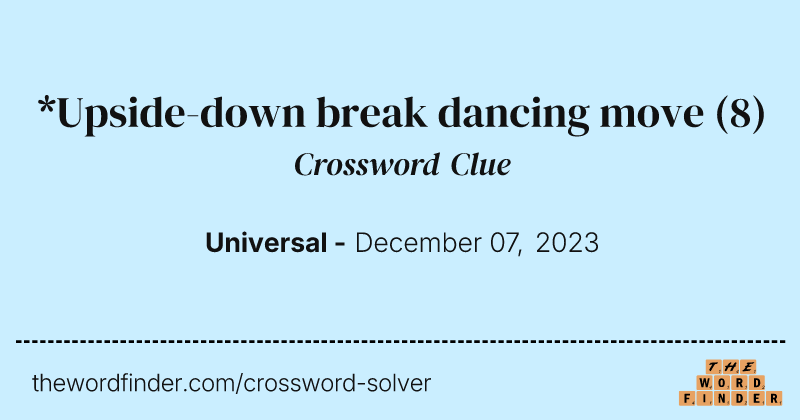 *Upside-down break dancing move crossword clue image