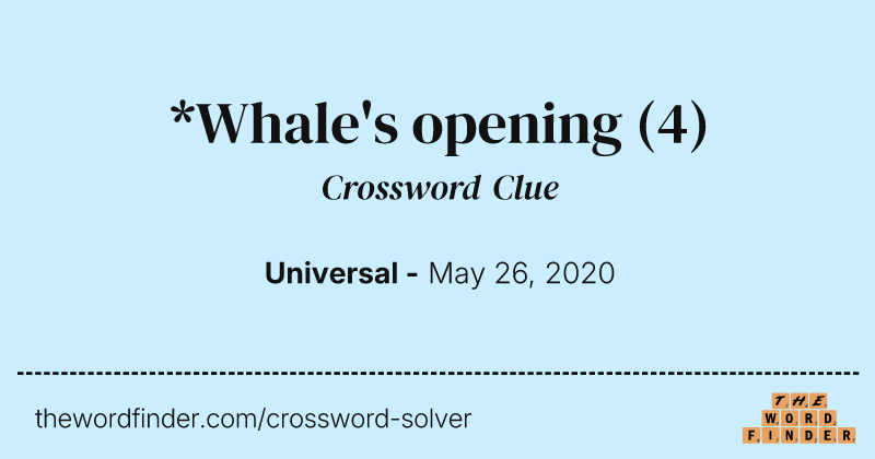 *Whale's opening crossword clue image