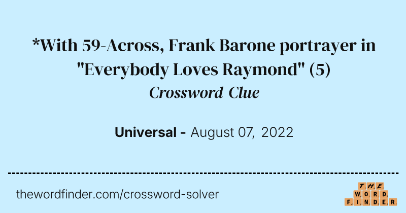 *With 59-Across, Frank Barone portrayer in "Everybody Loves Raymond" crossword clue image
