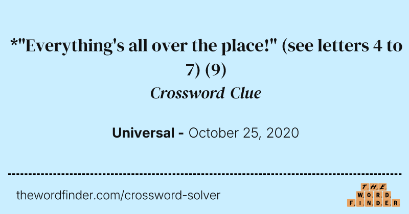 *"Everything's all over the place!" (see letters 4 to 7) crossword clue image