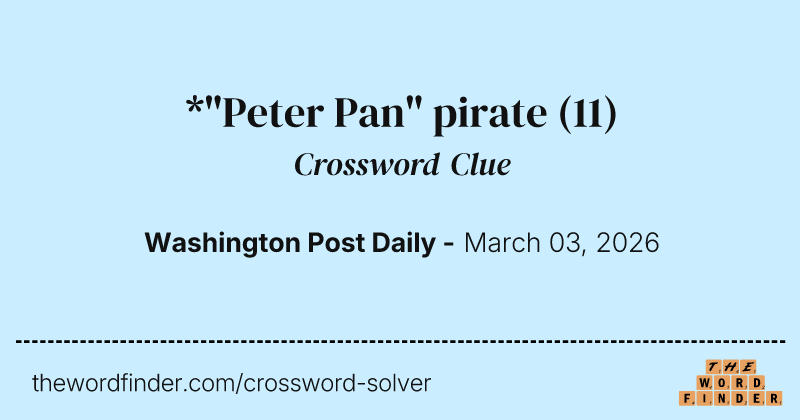 *"Peter Pan" pirate crossword clue image