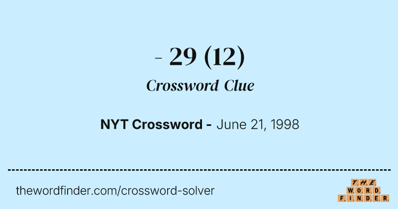 - 29 crossword clue image