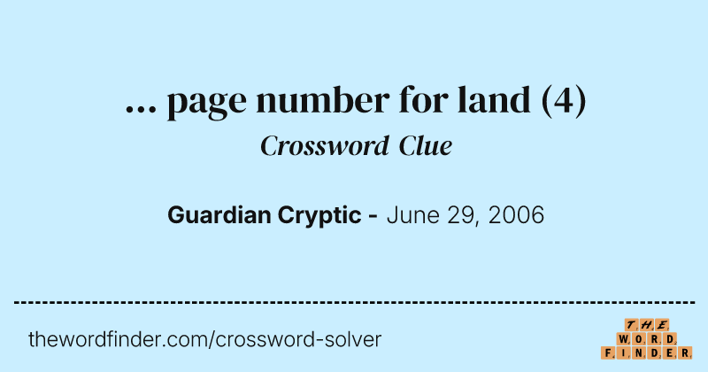 ... page number for land crossword clue image