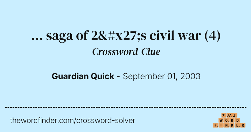 ... saga of 2's civil war crossword clue image