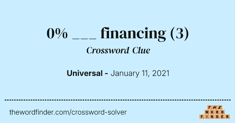 0% ___ financing crossword clue image