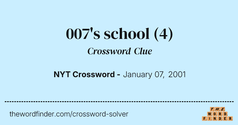 007's school crossword clue image