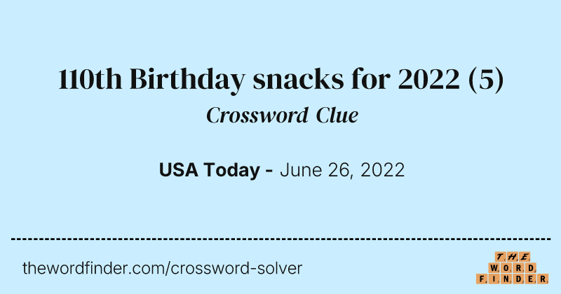 110th Birthday snacks for 2022 crossword clue image