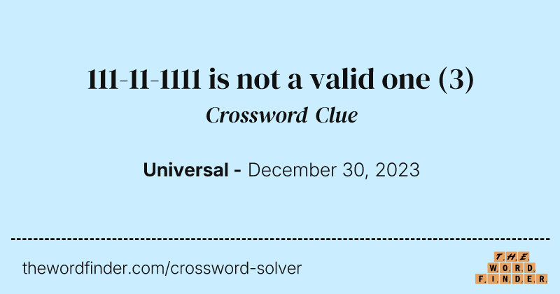 111-11-1111 is not a valid one crossword clue image