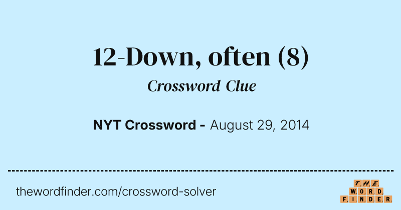 12-Down, often crossword clue image