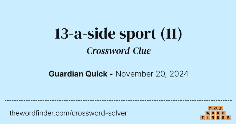 13-a-side sport crossword clue image
