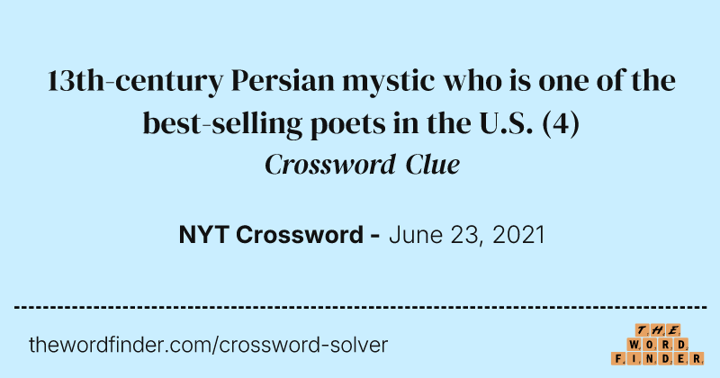 13th-century Persian mystic who is one of the best-selling poets in the U.S. crossword clue image