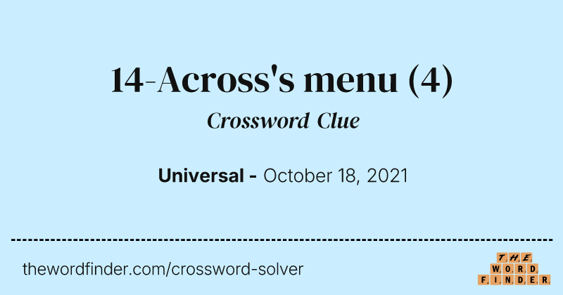 14-Across's menu crossword clue image