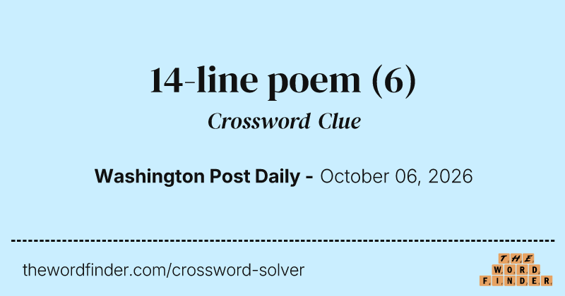 14-line poem crossword clue image