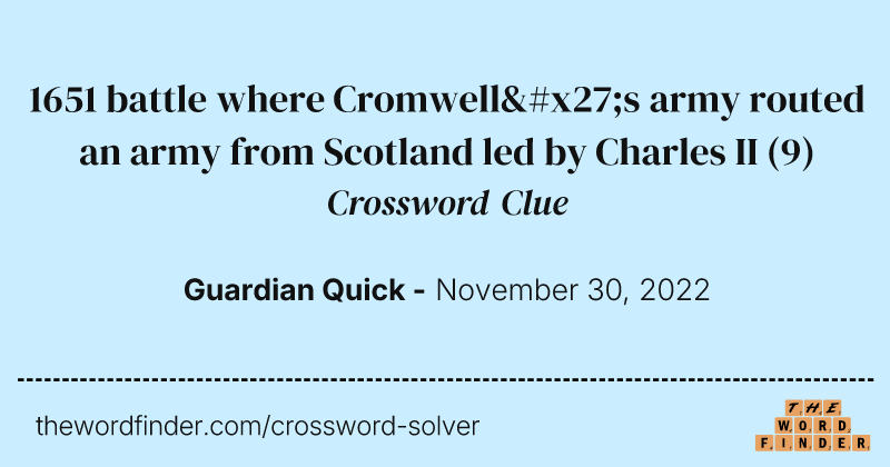1651 battle where Cromwell's army routed an army from Scotland led by Charles II crossword clue image