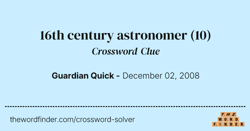 16th century astronomer crossword clue image