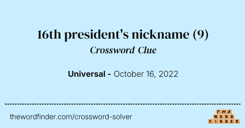 16th president's nickname crossword clue image