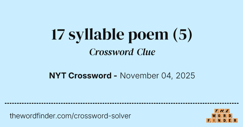 17 syllable poem crossword clue image