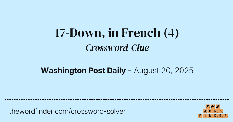 17-Down, in French crossword clue image