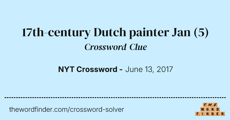 17th-century Dutch painter Jan crossword clue image