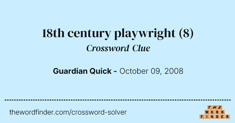 18th century playwright crossword clue image