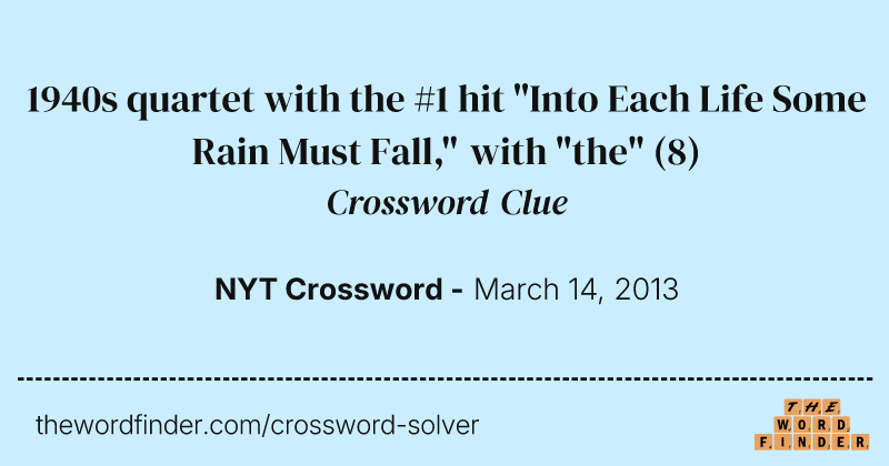 1940s quartet with the #1 hit "Into Each Life Some Rain Must Fall," with "the" crossword clue image