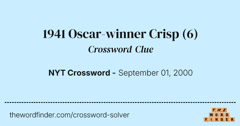 1941 Oscar-winner Crisp crossword clue image
