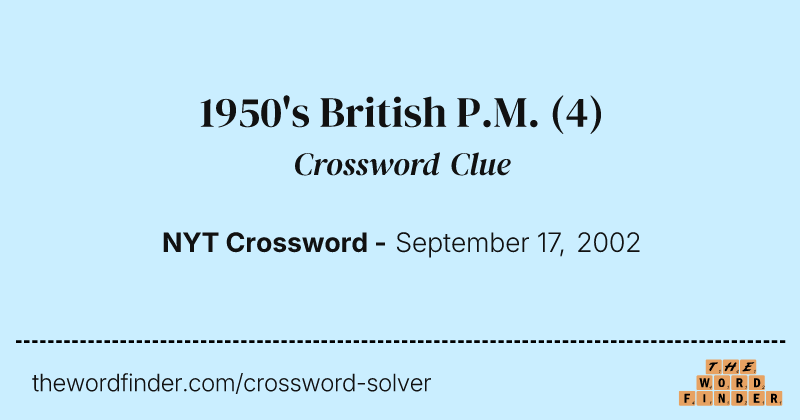 1950's British P.M. crossword clue image