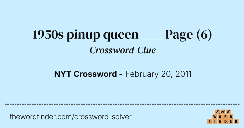 1950s pinup queen ___ Page crossword clue image